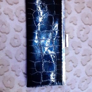Black and silver faux leather snakeskin wallet